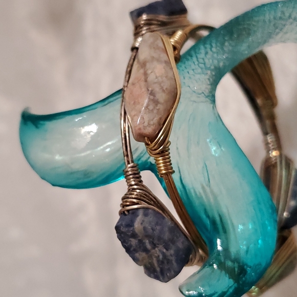 Set of 2•Wire wrapped•gold/bronze tone•gemstones? - Picture 2 of 16